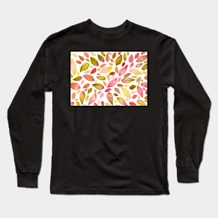 Pink and beige colored leaves background Long Sleeve T-Shirt